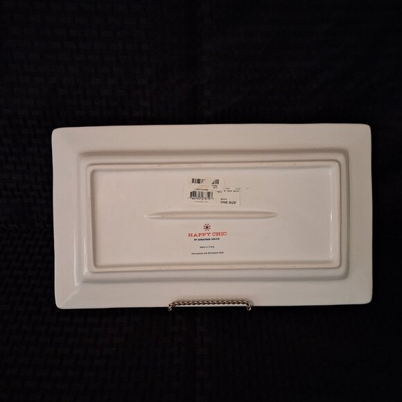 Jonathan Adler White Ceramic Greek Key Decorative Tray Happy Chic 12x6.5 - Picture 2 of 7